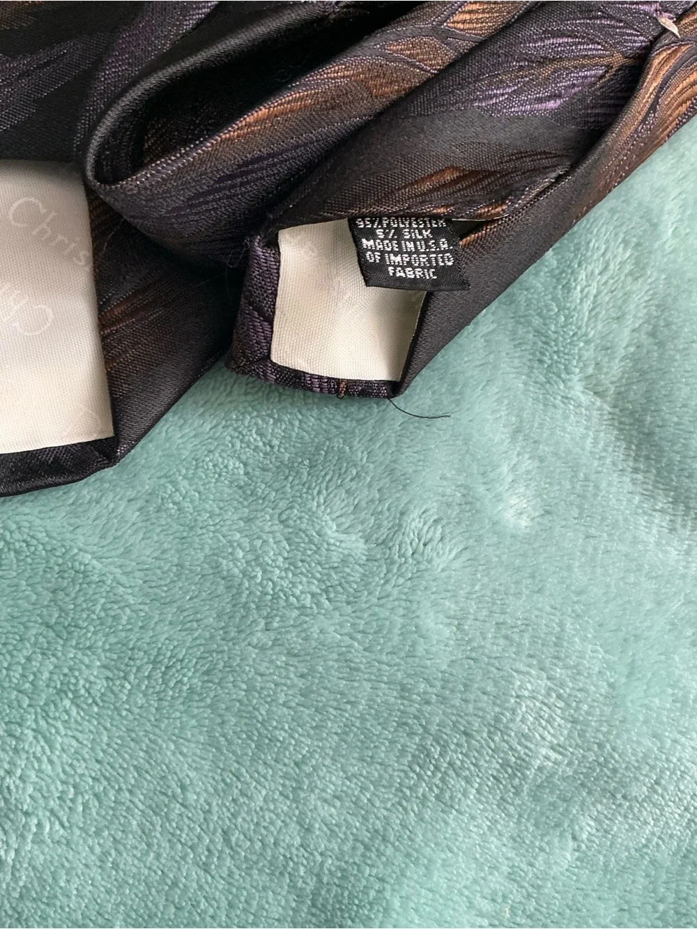 Dior Silk Tie Set in Black and Brown with Subtle Stripe Accents